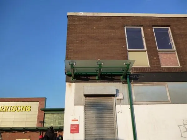 Suspended Satin Glass Canopy Unit Post Office Kirkby in Ashfield