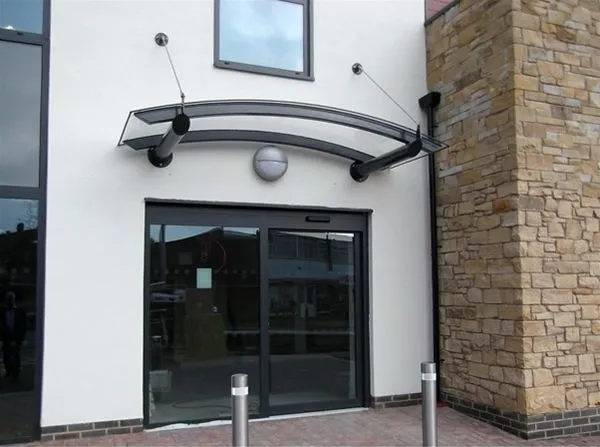 Curved Suspended Polycarbonate Economy Canopy Offies Chesterfield