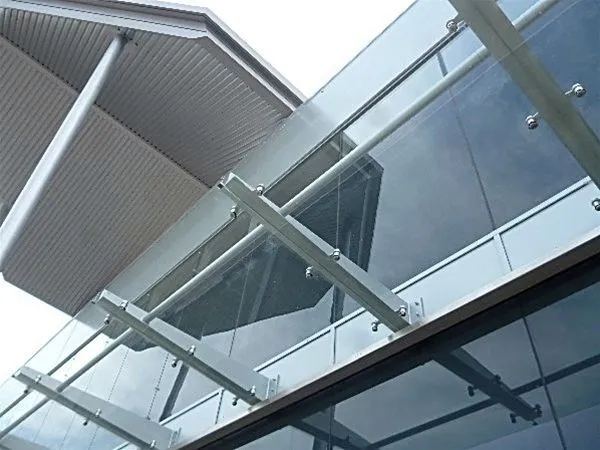 Glass Planar Suspended Running Canopies Retail Park Bexhill
