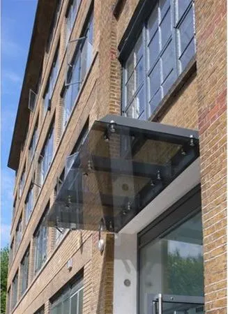Suspended Grey Glass Canopy Offices Central London