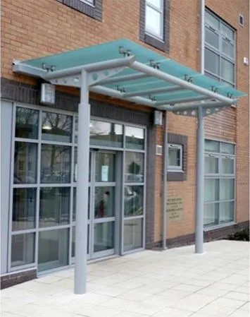 Satin Glass Supported Canopy Hospital Gobowen