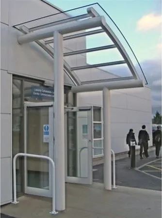 Curved Polycarbonate Supported Canopy Hospital Bodelwydan