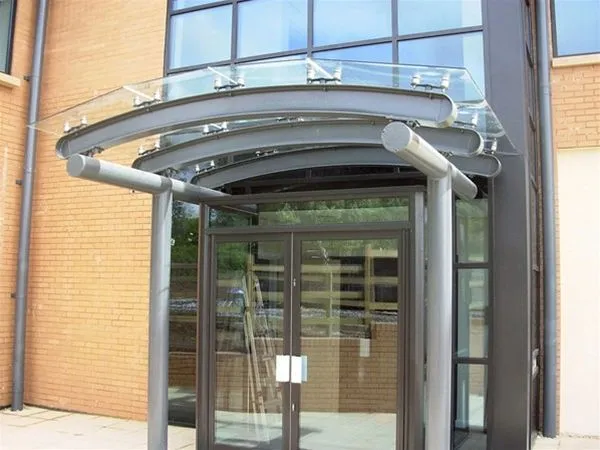 Faceted Glass Supported Canopy Offices Newport
