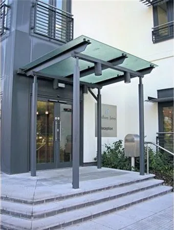 Satin Glass Supported Canopy Offices Stratford