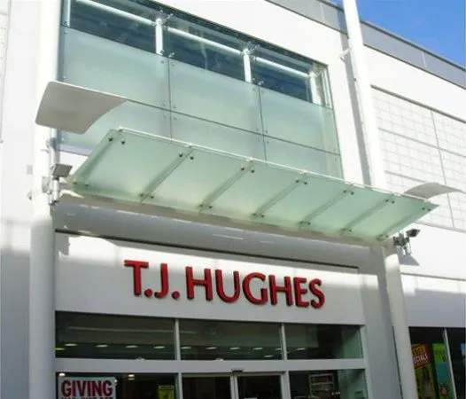 Satin Glass Supported Canopy Retail Park Kings Lynn