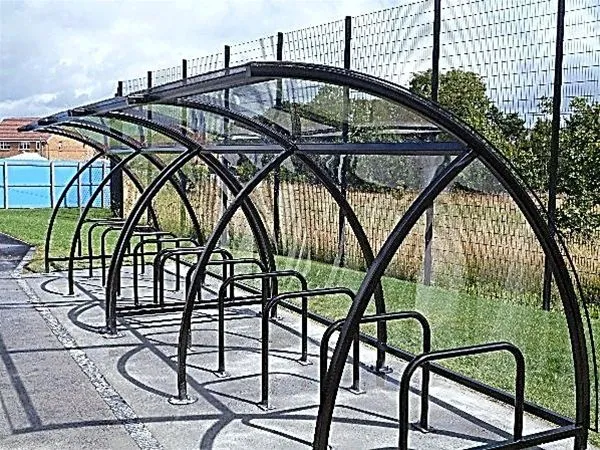 Modern Style Polycarbonate Curved Cycle Storage Shelters Glasgow