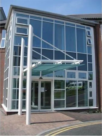 Supported Satin Glass Entrance Feature Hospital Wrexham