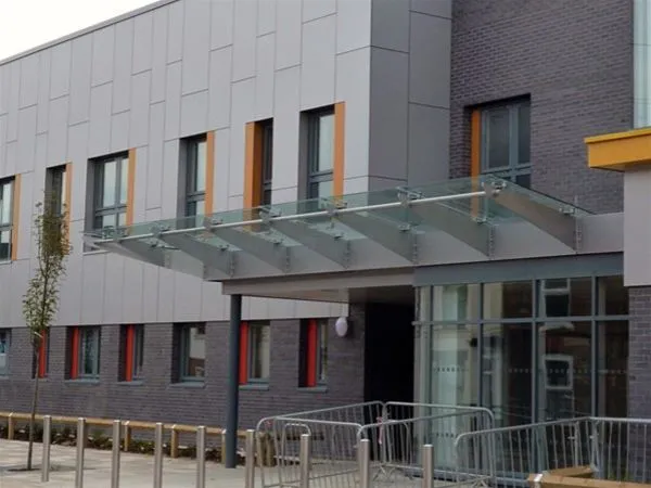 Glass Supported Entrance Canopy Feature NHS Scunthorpe