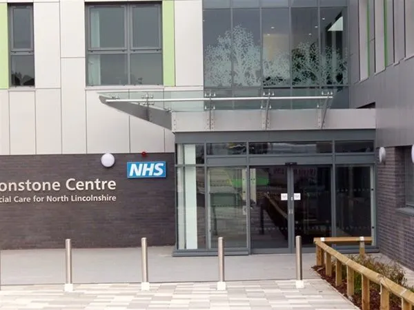 Glass Supported Entrance Feature Canopy Unit NHS Scunthorpe