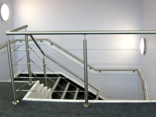 Stainless Steel Metal Wire Railings to Stairway in Offices Huddersfield